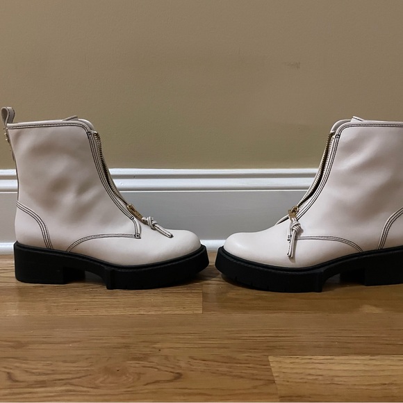 Coach White Ankle Boots with Black Soles - Picture 3 of 7